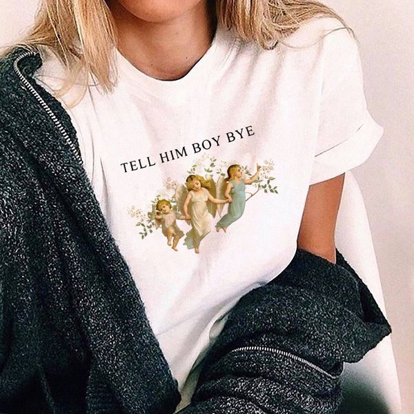 tell him boy bye t shirt women fashion personality tees three angels print aesthetic t-shirt tumblr cute 90s girls graphictee, White
tell him boy bye t shirt women fashion personality tees three angels print aesthetic t-shirt tumblr cute 90s girls graphictee, White
