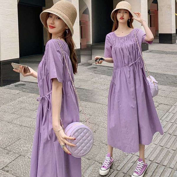 6677# maternity clothes summer cotton solid color short sleeve loose stylish dress for pregnant women mom dress, White
6677# maternity clothes summer cotton solid color short sleeve loose stylish dress for pregnant women mom dress, White