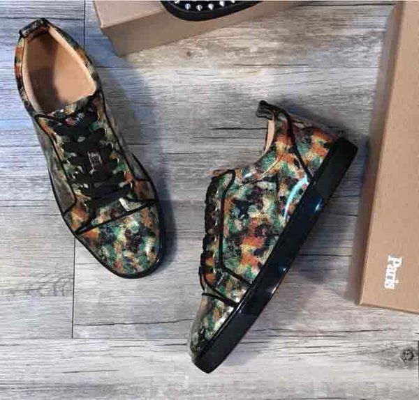 men's junior leather shoes red bottom sneakers shoes dark green built-in inkjet smooth patent leather luxury designer red sole graffiti, Black
men's junior leather shoes red bottom sneakers shoes dark green built-in inkjet smooth patent leather luxury designer red sole graffiti, Black