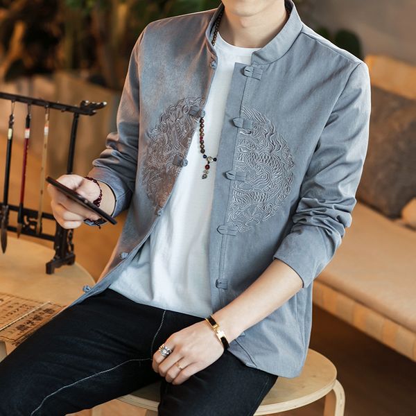 #3925 black grey red cotton linen jacket men mandarin collar retro jacket embroidery dragon slim jackets chinsese style spring, Black;brown
#3925 black grey red cotton linen jacket men mandarin collar retro jacket embroidery dragon slim jackets chinsese style spring, Black;brown