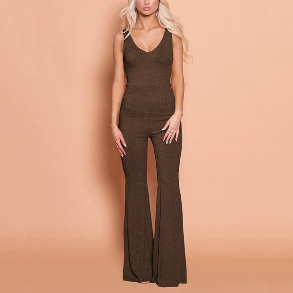 women straps solid color deep v-neck backless loose middle waist flare jumpsuit fashion, Black;white
women straps solid color deep v-neck backless loose middle waist flare jumpsuit fashion, Black;white