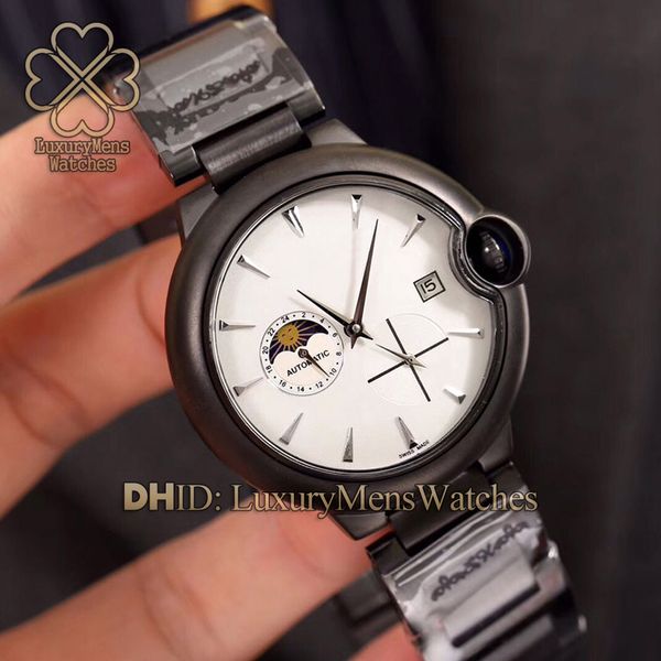 luxury men watches calendar moon phase function 316l steel 42mm black steel belt watch automatic movement casual sports watch montre de luxe, Slivery;brown
luxury men watches calendar moon phase function 316l steel 42mm black steel belt watch automatic movement casual sports watch montre de luxe, Slivery;brown
