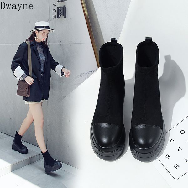 thick bottom high shoes women 2019 autumn single boots korean female platform shoes wild wedges short boots elastic, Black
thick bottom high shoes women 2019 autumn single boots korean female platform shoes wild wedges short boots elastic, Black