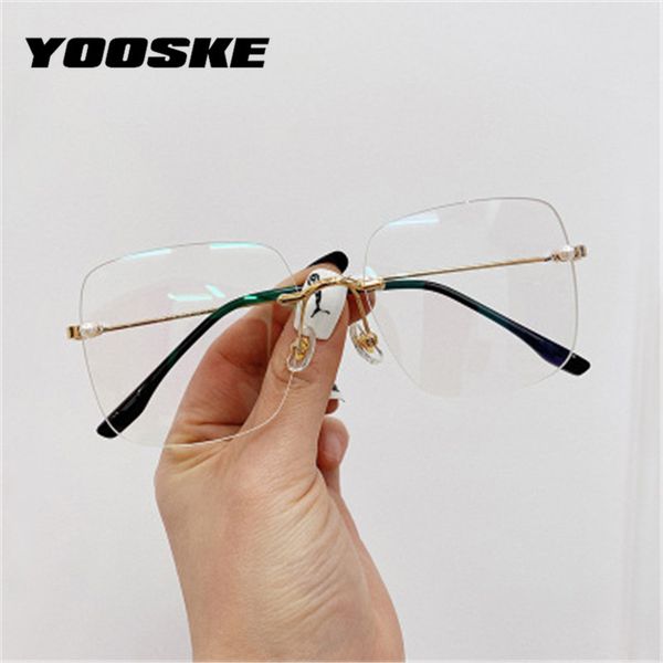 yooske vintage anti blue light glasses frame rimless oversized computer eyeglasses men women transparent frames, Black
yooske vintage anti blue light glasses frame rimless oversized computer eyeglasses men women transparent frames, Black