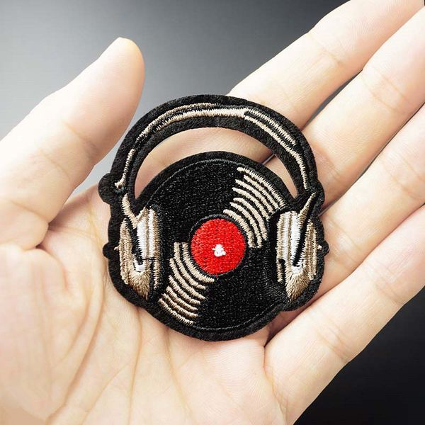 record music size:5.6x5.8cm iron on patch sew embroidered applique fabric for jacket badge clothes stickers, Black
record music size:5.6x5.8cm iron on patch sew embroidered applique fabric for jacket badge clothes stickers, Black