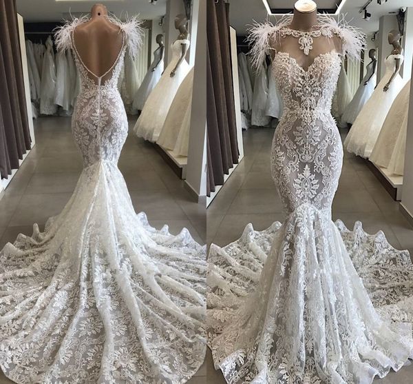 luxury feather mermaid wedding dresses 2020 full lace beaded pearls sheer neck backless beach bohemian bride dress vestidos de n, White
luxury feather mermaid wedding dresses 2020 full lace beaded pearls sheer neck backless beach bohemian bride dress vestidos de n, White