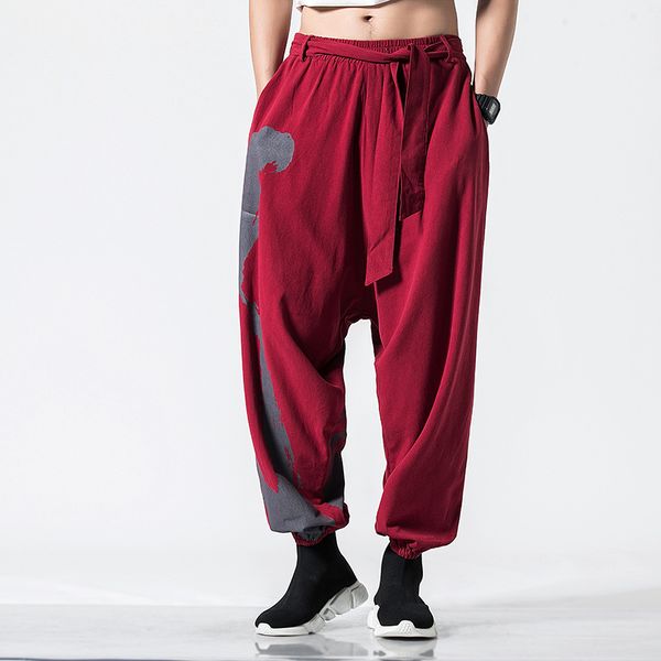 new male fashion leisure printed bottom-footed hallen trousers loose retro-ancient national flax broad-legged leisure trousers, Black
new male fashion leisure printed bottom-footed hallen trousers loose retro-ancient national flax broad-legged leisure trousers, Black