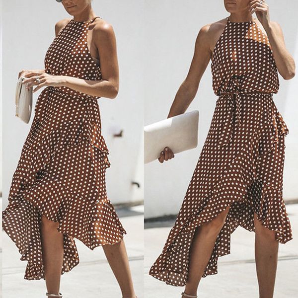 women spring summer spot irregular dress girls ruffled beach lacing dress, Black;gray
women spring summer spot irregular dress girls ruffled beach lacing dress, Black;gray
