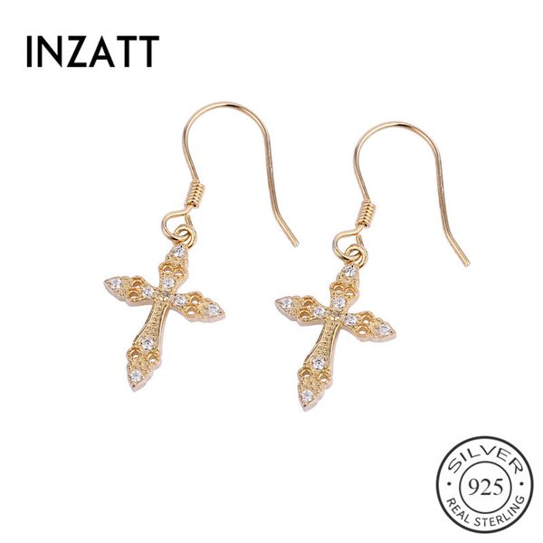 inzatt real 925 sterling silver zircon cross dangle drop earrings for elegant women anniversary fine jewelry exquisite earrings, Golden;silver
inzatt real 925 sterling silver zircon cross dangle drop earrings for elegant women anniversary fine jewelry exquisite earrings, Golden;silver