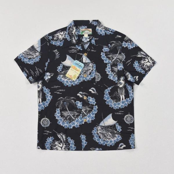 bob dong hula girls cotton hawaiian surf shirts summer men floral short sleeves, White;black 
bob dong hula girls cotton hawaiian surf shirts summer men floral short sleeves, White;black