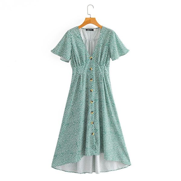 europe and the united states 2020 summer new loose loose thin french v-neck single-breasted green printed irregular dress, Black;gray
europe and the united states 2020 summer new loose loose thin french v-neck single-breasted green printed irregular dress, Black;gray