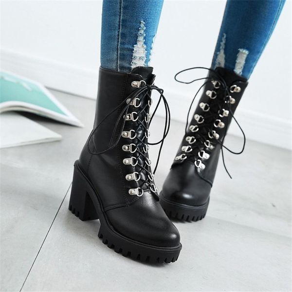 plus size autumn cross strap lace up high heels platform boots mid long gothic motorcycle boots womens shoes black 2019
plus size autumn cross strap lace up high heels platform boots mid long gothic motorcycle boots womens shoes black 2019