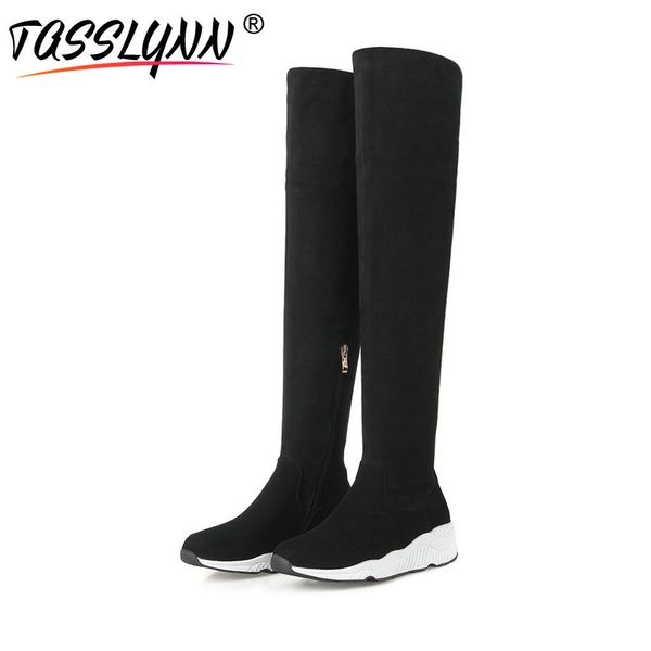 tasslynn 2019 women boots korean style faux suede slim boots over the knee high zipper stretch fabric women shoes 34-39, Black
tasslynn 2019 women boots korean style faux suede slim boots over the knee high zipper stretch fabric women shoes 34-39, Black