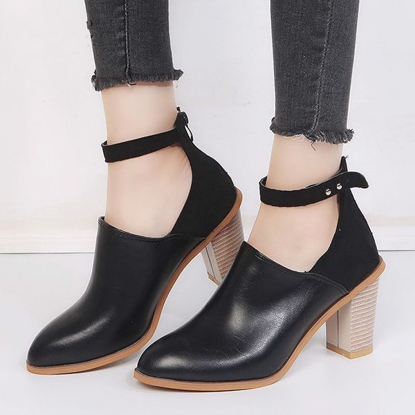 2019 new spring autumn boots female thick with boot round toe patent leather boots british wind zipper women's shoes s2-89, Black
2019 new spring autumn boots female thick with boot round toe patent leather boots british wind zipper women's shoes s2-89, Black