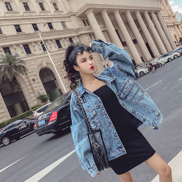 2019 new women's denim jacket loose casual back letter print jackets harajuku plus size jeans coat fashion streetwear, Black;brown
2019 new women's denim jacket loose casual back letter print jackets harajuku plus size jeans coat fashion streetwear, Black;brown