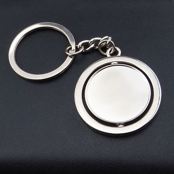 double-sided solid alloy round rotating 360 degree metal keychain personality creative crafts keychain, Silver
double-sided solid alloy round rotating 360 degree metal keychain personality creative crafts keychain, Silver