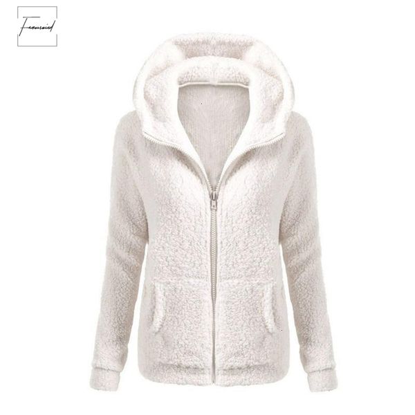 women jacket autumn solid color coat thicken slim soft fleece winter warm hooded zipper overcoat female fashion casual outwear coat, Black;brown
women jacket autumn solid color coat thicken slim soft fleece winter warm hooded zipper overcoat female fashion casual outwear coat, Black;brown