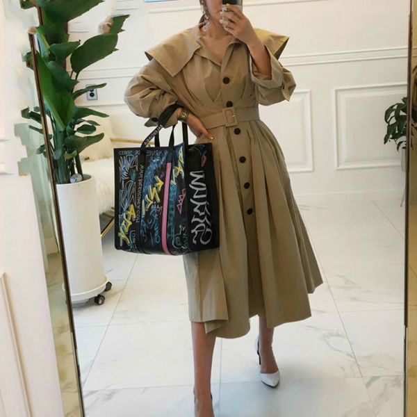 new spring autumn japan korea style women full sleeve pleated adjustable empire waist single breasted slim coat z742, Tan;black
new spring autumn japan korea style women full sleeve pleated adjustable empire waist single breasted slim coat z742, Tan;black