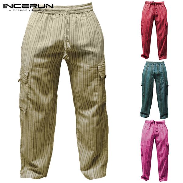 incerun 2019 stripe men cargo pants wide leg cotton side pockets baggy combat trousers casual breathable pantalon hombre s-5xl, Black
incerun 2019 stripe men cargo pants wide leg cotton side pockets baggy combat trousers casual breathable pantalon hombre s-5xl, Black