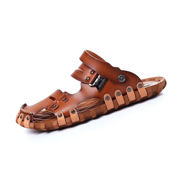 fashion style man sandals casual flat heels spilit leather male retro beach slipper men's roman summer shoes, Black
fashion style man sandals casual flat heels spilit leather male retro beach slipper men's roman summer shoes, Black