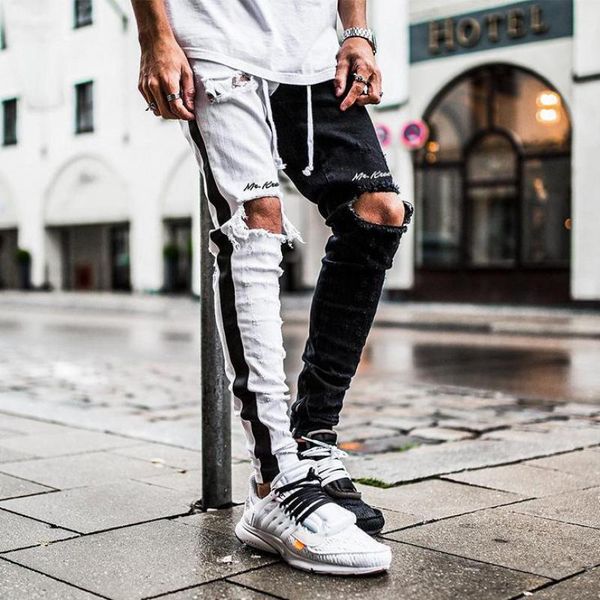 mens fashion pants hip hop streetwear stage costumes for singers harajuku streetwear jeans hole black white slim man pant
mens fashion pants hip hop streetwear stage costumes for singers harajuku streetwear jeans hole black white slim man pant