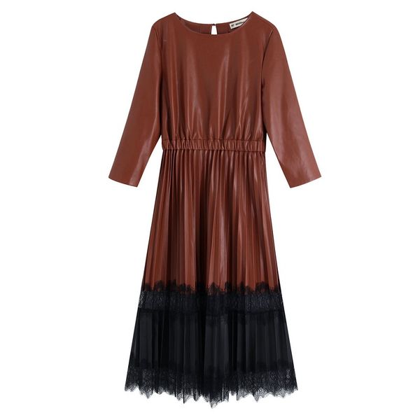 casual dresses stylish women autumn dress 2021 fashion pu leather patchwork lace vestidos modern lady long, Black;gray
casual dresses stylish women autumn dress 2021 fashion pu leather patchwork lace vestidos modern lady long, Black;gray