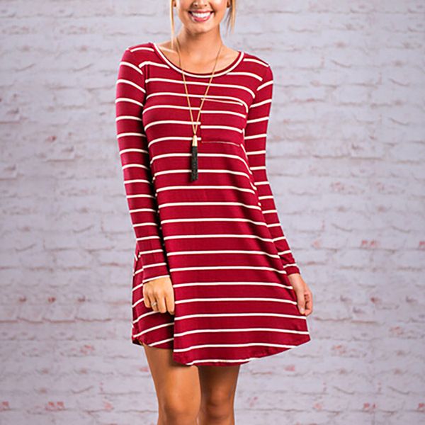 fashion summer dress female women autumn fashion long sleeve o-neck striped pocket dress elbise robe vestidos, Black;gray
fashion summer dress female women autumn fashion long sleeve o-neck striped pocket dress elbise robe vestidos, Black;gray