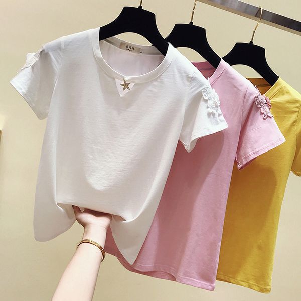 new arrival spring summer women short sleeve embroidery flower tees ladies floral loose t shirt casual pull, White
new arrival spring summer women short sleeve embroidery flower tees ladies floral loose t shirt casual pull, White