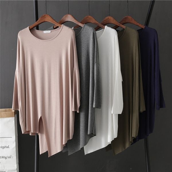 thin base shorts irregular solid color modal loose round collar long short sleeve t- shorts shirt t-shirt female, White
thin base shorts irregular solid color modal loose round collar long short sleeve t- shorts shirt t-shirt female, White