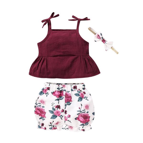 kancoold summer children's sleeveless sling solid color vest + rose floral print shorts hair band explosive suit, White
kancoold summer children's sleeveless sling solid color vest + rose floral print shorts hair band explosive suit, White