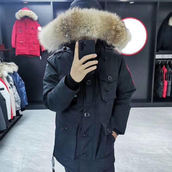 canada goosedown mens designer jacket classic brand commemorative round epaulette winter down jacket oversized imported wolf fur collar coat, Black
canada goosedown mens designer jacket classic brand commemorative round epaulette winter down jacket oversized imported wolf fur collar coat, Black