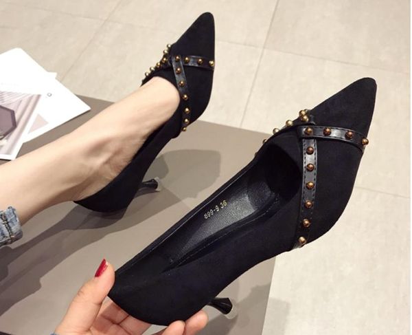 women's shoes in spring and autumn high fine heel pointed end suede @2025, Black
women's shoes in spring and autumn high fine heel pointed end suede @2025, Black