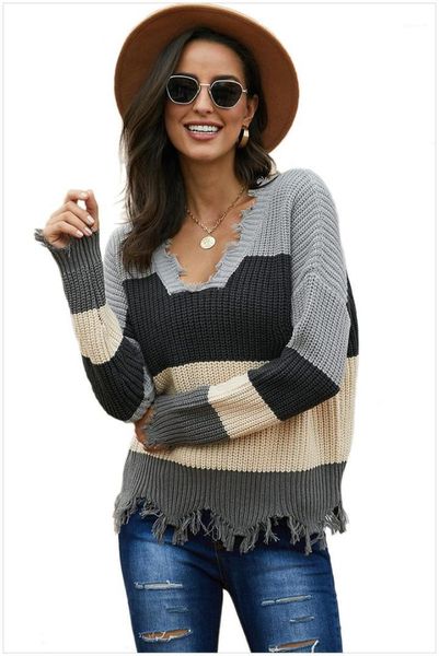 womens designer sweaters fashion striped print irregular tassels panelled womens sweaters casual females clothing v neck, White;black
womens designer sweaters fashion striped print irregular tassels panelled womens sweaters casual females clothing v neck, White;black