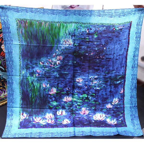 140см monet of water lily женский twill большой площади шелковый шарф шаль двойной использования batch, Blue;gray
140см monet of water lily женский twill большой площади шелковый шарф шаль двойной использования batch, Blue;gray