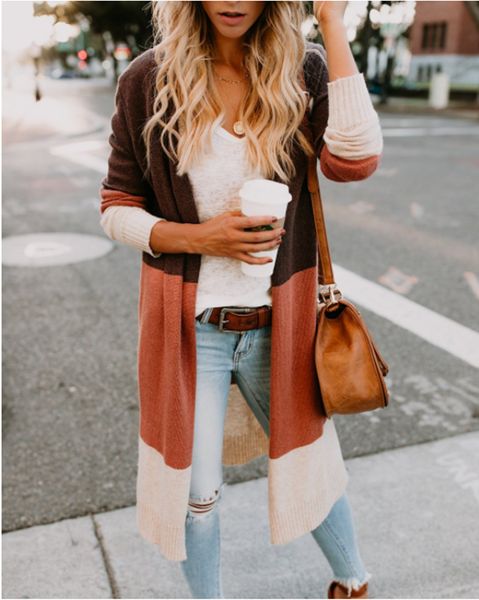 fashion women fashion casual all-match concise tri-color stitching striped long sleeves sweater coat cardigan, White
fashion women fashion casual all-match concise tri-color stitching striped long sleeves sweater coat cardigan, White