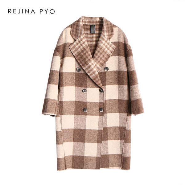 rejinapyo 90%wool 10%alpaca double-sided handsewn plaid long coat womens coats 2019 spring loose outerwear, Black
rejinapyo 90%wool 10%alpaca double-sided handsewn plaid long coat womens coats 2019 spring loose outerwear, Black