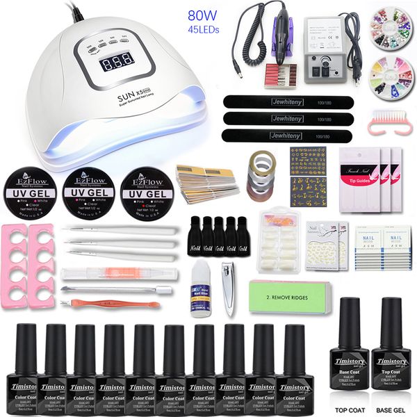 nail set 80/54/36w uv led nail dryer with 10pcs gel polish kit soak off manicure tools set electric drill machine
nail set 80/54/36w uv led nail dryer with 10pcs gel polish kit soak off manicure tools set electric drill machine