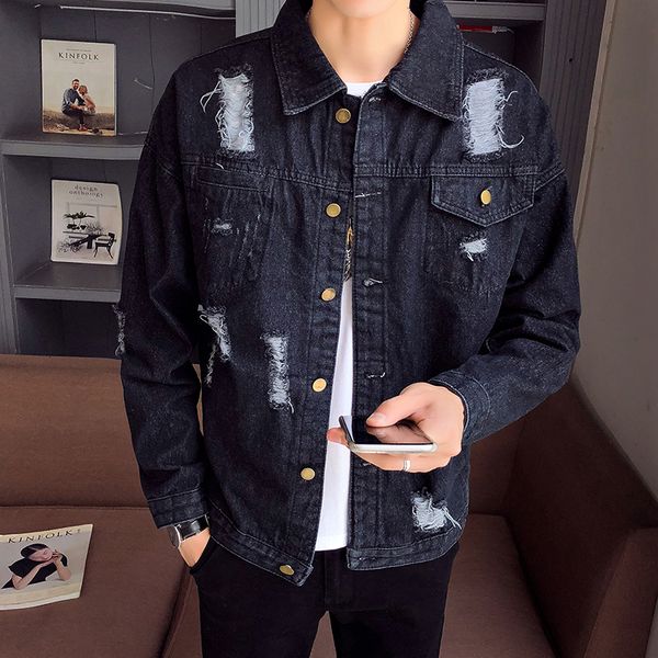 2019 men's fashion new spring and autumn winter button denim men's jacket street explosions hole denim slim clippie, Black;brown
2019 men's fashion new spring and autumn winter button denim men's jacket street explosions hole denim slim clippie, Black;brown