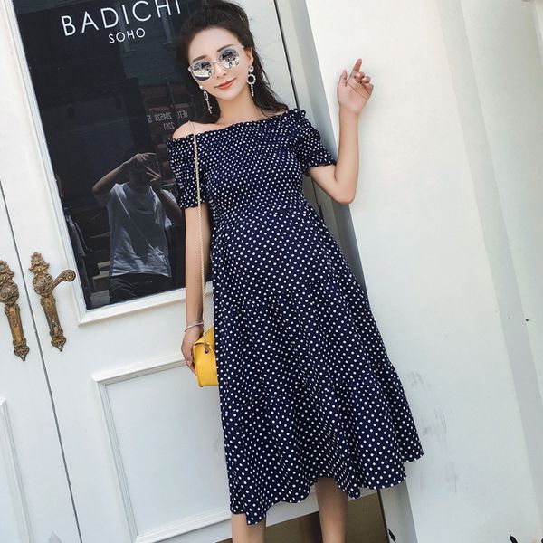 plus size maternity shoulderless dress summer fashion polka dot chiffon dress ruffles patchwork pregnant women empire, White
plus size maternity shoulderless dress summer fashion polka dot chiffon dress ruffles patchwork pregnant women empire, White