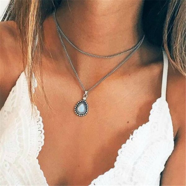 charming turkish style alloy plated water drop women's two-layer necklace, Silver
charming turkish style alloy plated water drop women's two-layer necklace, Silver