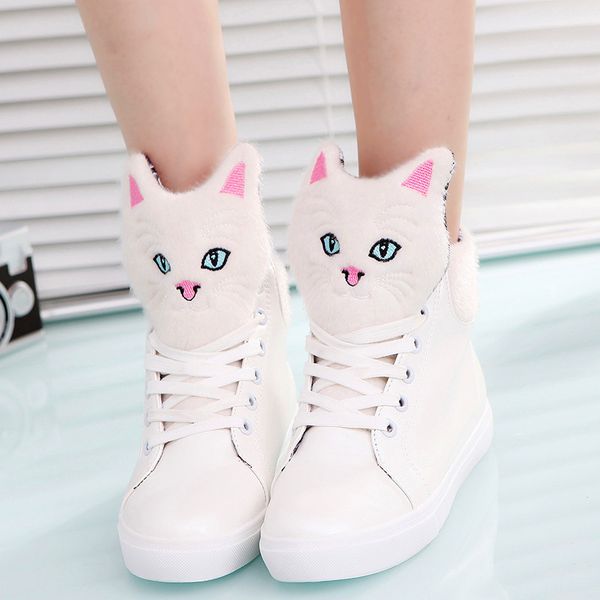 women boots 2018 winter shoes women lace-up boots cartoon cat pu leather shoes round toe waterproof platform, Black
women boots 2018 winter shoes women lace-up boots cartoon cat pu leather shoes round toe waterproof platform, Black