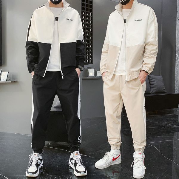 men's tracksuits polyester sweatshirt sweatpants 2 pieces set casual style mixed color long sleeve trousers black yellow khaki h6, Gray
men's tracksuits polyester sweatshirt sweatpants 2 pieces set casual style mixed color long sleeve trousers black yellow khaki h6, Gray