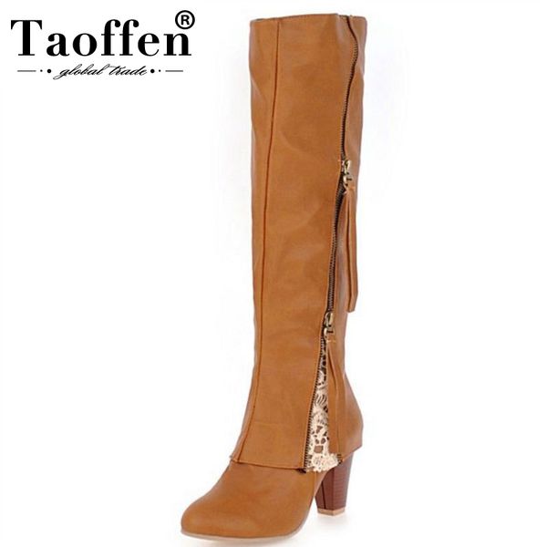taoffen size 34-44 women high heel boots zipper lace round toe knee boots woman new design brand women winter long, Black
taoffen size 34-44 women high heel boots zipper lace round toe knee boots woman new design brand women winter long, Black