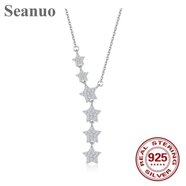 seanuo длинные 6 пентаграммы связаны стерлингового серебра 925 свадебный бренд ожерелье для женщин ювелирные изделия оригинальный cz камень, Silver 
seanuo длинные 6 пентаграммы связаны стерлингового серебра 925 свадебный бренд ожерелье для женщин ювелирные изделия оригинальный cz камень, Silver