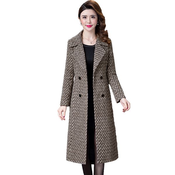 new classic coat middle age clothing winter plaid woolen coat thicken large size women's double-breasted long wool 5xl, Black
new classic coat middle age clothing winter plaid woolen coat thicken large size women's double-breasted long wool 5xl, Black
