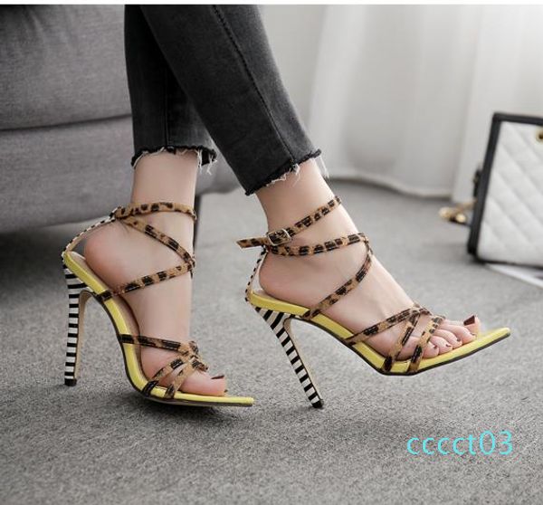 2019 pink yellow striped leopard printed cross strappy high heels sandals designer luxury women slides size 35 to 40 3ct, Black
2019 pink yellow striped leopard printed cross strappy high heels sandals designer luxury women slides size 35 to 40 3ct, Black