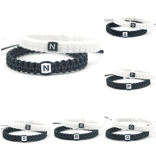 2pcs/pair delicate black and white cord with n to z letters bracelets rope chain adjust size for lovers friends beaded jewelry, Golden;silver
2pcs/pair delicate black and white cord with n to z letters bracelets rope chain adjust size for lovers friends beaded jewelry, Golden;silver