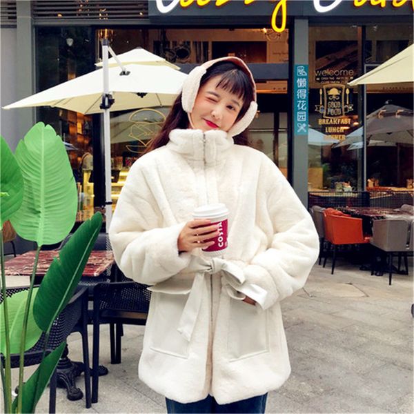 winter new women's plush thick cotton jacket stand collar pocket korean version of the loose wild tie, Black
winter new women's plush thick cotton jacket stand collar pocket korean version of the loose wild tie, Black