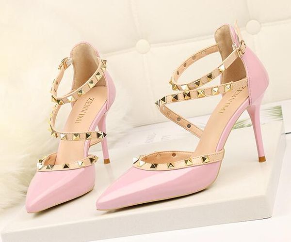 nice summer new women pointed toe ankle strap candy color rivet high heels sandals shoes woman pumps, Black
nice summer new women pointed toe ankle strap candy color rivet high heels sandals shoes woman pumps, Black