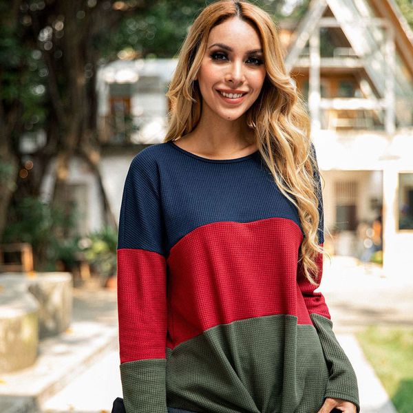 women casual t-shirt autumn solid patchwork long sleeve lacing knits womens clothing lady 07, White
women casual t-shirt autumn solid patchwork long sleeve lacing knits womens clothing lady 07, White